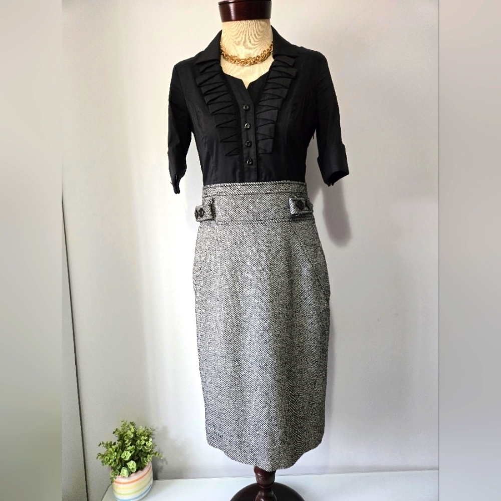 Ecocci Black and Grey Ruffled Cotton Top And Wool Blend Bottom Dress. Size 0